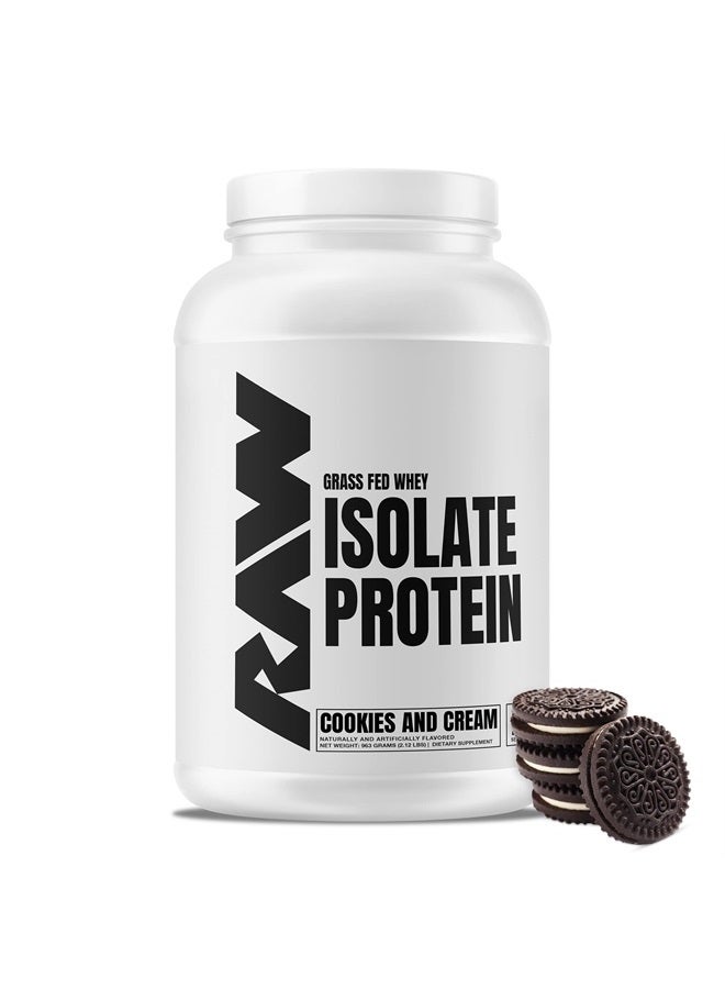 Whey Isolate Protein Powder, Cookies N Cream - 100% Grass-Fed Sports Nutrition Protein Powder for Muscle Growth & Recovery - Low-Fat, Low Carb, Naturally Flavored & Sweetened - 25 Servings