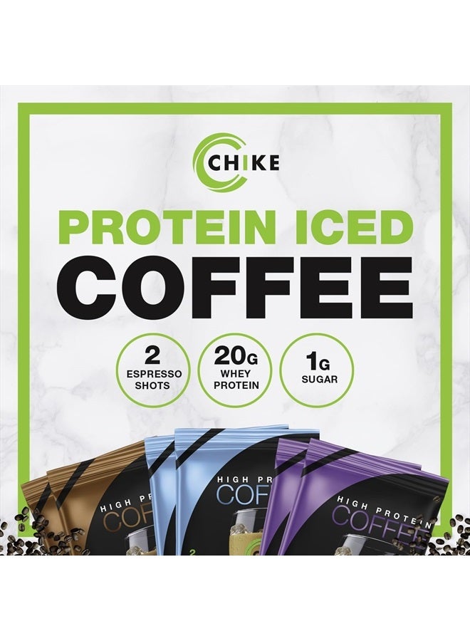 Best Sellers High Protein Iced Coffee Sampler Pack, 20 G Protein, 2 Shots Espresso, 1 G Sugar, Keto Friendly and Gluten Free, 6 Single Serve Packets