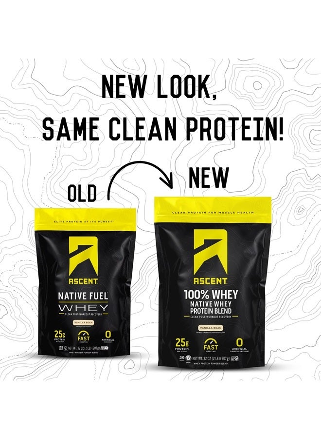 100% Whey Protein Powder - Post Workout Whey Protein Isolate, Zero Artificial Flavors & Sweeteners, Soy & Gluten Free, 5.5g BCAA, 2.6g Leucine, Essential Amino Acids, Vanilla Bean 2 lb