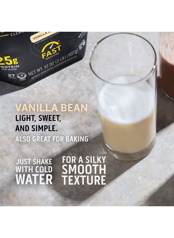 100% Whey Protein Powder - Post Workout Whey Protein Isolate, Zero Artificial Flavors & Sweeteners, Soy & Gluten Free, 5.5g BCAA, 2.6g Leucine, Essential Amino Acids, Vanilla Bean 2 lb