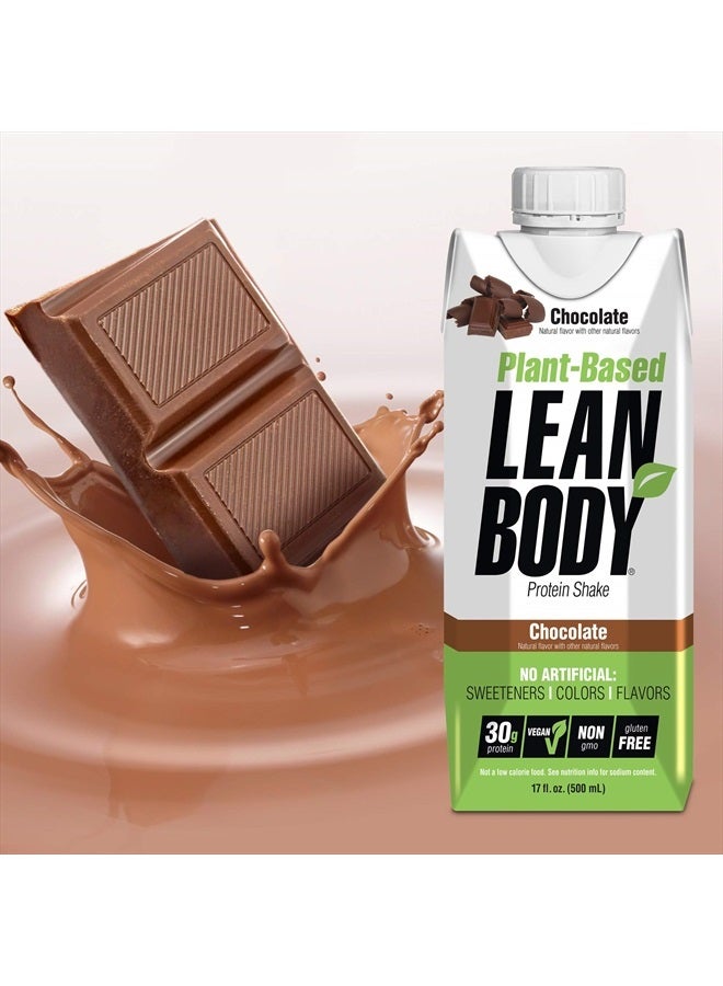 Lean Body Ready-to-Drink, Plant-Based Vegan Chocolate Protein Shake, 30g Protein, No Artificial Flavors, Sweeteners or Colors, Non GMO, Gluten Free, Premium Pea & Rice Blend (Pack of 12)