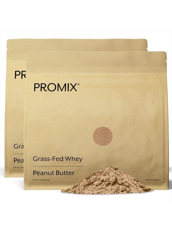 Promix Whey Protein Powder, Peanut Butter - 5lb Bulk - Grass-Fed & 100% All Natural - ­Post Workout Fitness & Nutrition Shakes, Smoothies, Baking & Cooking Recipes - Gluten-Free & Keto-Friendly