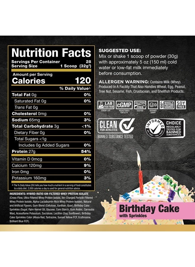 ISOFLEX Whey Protein Powder, Whey Protein Isolate, 27g Protein, Birthday Cake, 2 Pound