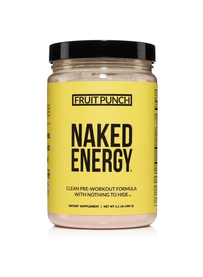 nutrition Fruit Punch Naked Energy - Clean Pre Workout Supplement for Men and Women, Vegan Friendly, No Added Sweeteners, Colors Or Flavors - 30 Servings