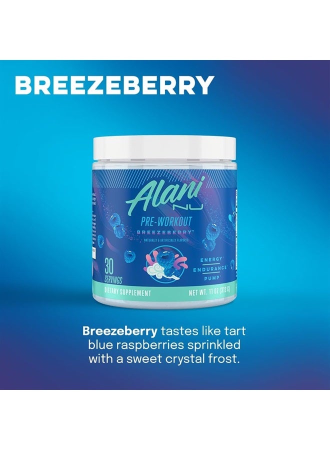 Pre Workout Powder | Amino Energy Boost | Endurance Supplement | Sugar Free | 200mg Caffeine | L-Theanine, Beta-Alanine, Citrulline | 30 Servings (Breezeberry)
