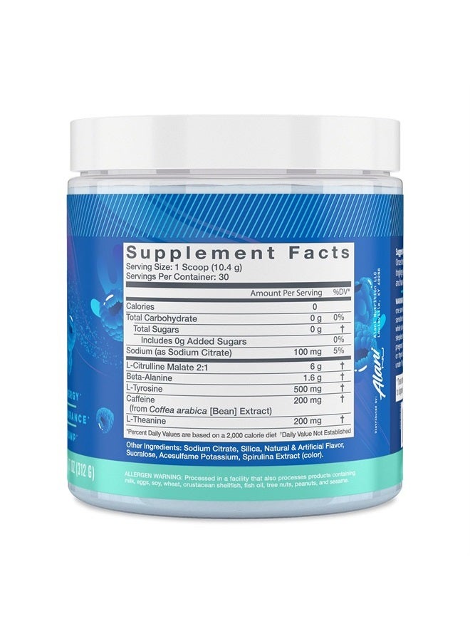 Pre Workout Powder | Amino Energy Boost | Endurance Supplement | Sugar Free | 200mg Caffeine | L-Theanine, Beta-Alanine, Citrulline | 30 Servings (Breezeberry)