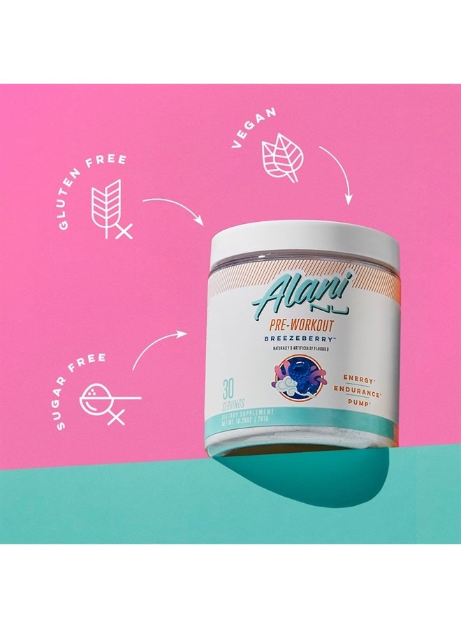 Pre Workout Powder | Amino Energy Boost | Endurance Supplement | Sugar Free | 200mg Caffeine | L-Theanine, Beta-Alanine, Citrulline | 30 Servings (Breezeberry)