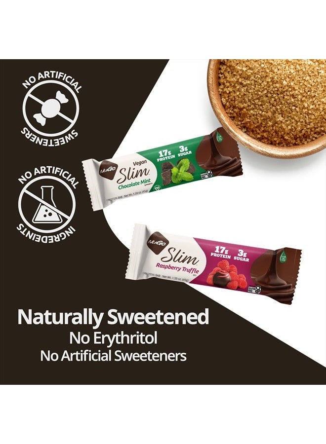 Nugo Slim Dark Chocolate Crunchy Peanut Butter, 16g Vegan Protein, 3g Sugar, 7g Fiber, 180 Calories, Low Net Carbs, Gluten Free, 24 Count