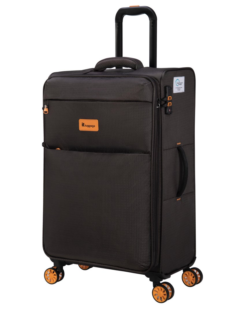 it luggage Eco-Icon, Unisex ECO Polyester Material Soft Case Luggage, 8x360 degree Spinner Wheels, Expandable Trolley Bag, Telescopic Handle, TSA lock, 12-2894E08, Medium suitcase, Color Brown