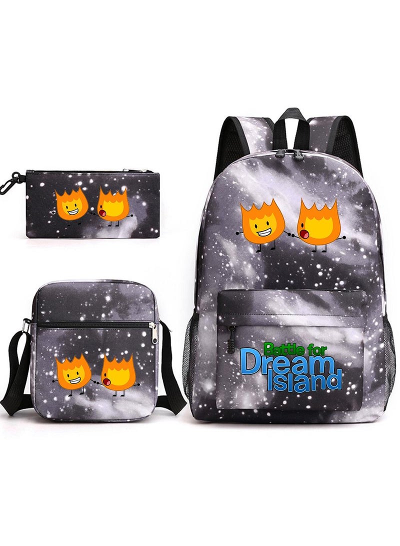 3 Pcs Set Battle For Dream Island School Bag Satchel Pencil Case Set Anime Battle For Dream Island Gifts For Kids Game Fans