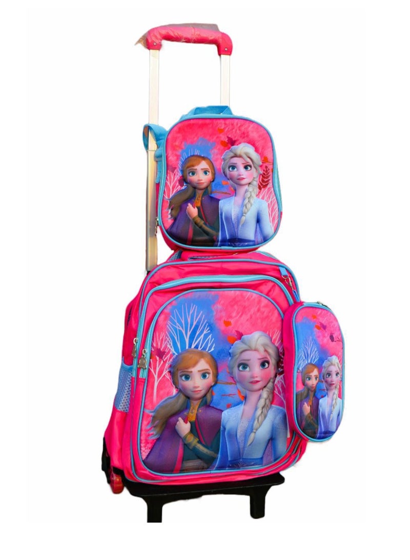 Frozen Design Primary School Trolley Bag, Set Of 3, Pink