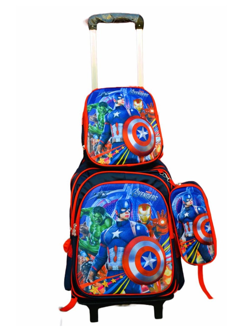 School Bags Captain America Bags Lunch Bag Pen Bag 3pcs Backpack Set for Kids Cartoon School Bags For Students