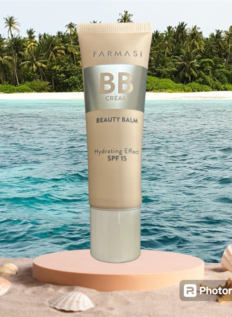 FARMASI Makeup BB Cream Beauty Balm, Full Coverage Foundation, Hydrating, Concealing, Sun Protection Formula,Moisturizer BB Face Cream with Spf 15 for All Skin Type,1 Fl oz (06 DEEP, 30 ml)