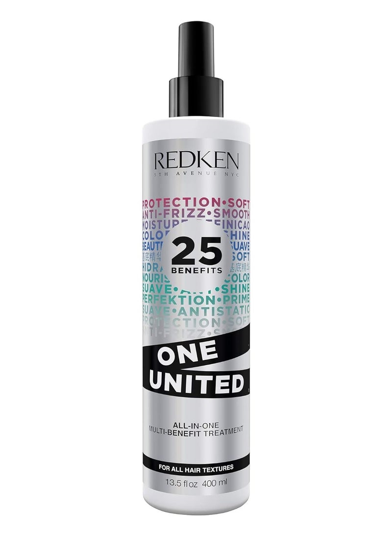 Redken One United Leave In Conditioner | Multi-Benefit Hair Treatment | Detangles, Nourishes, & Smooths Frizz | Heat Protection Spray for Blow Dry & Styling | For All Hair Types | Paraben Free