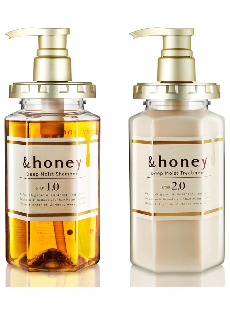 &Honey Shampoo & Conditioner Set Organic Hair and Scalp Care for Intense Cleansing and Hydration - Moisture-Enhancing Wash and Protection - Ideal for Straight, Curly, Curl, , Frizzy, Treated, Col