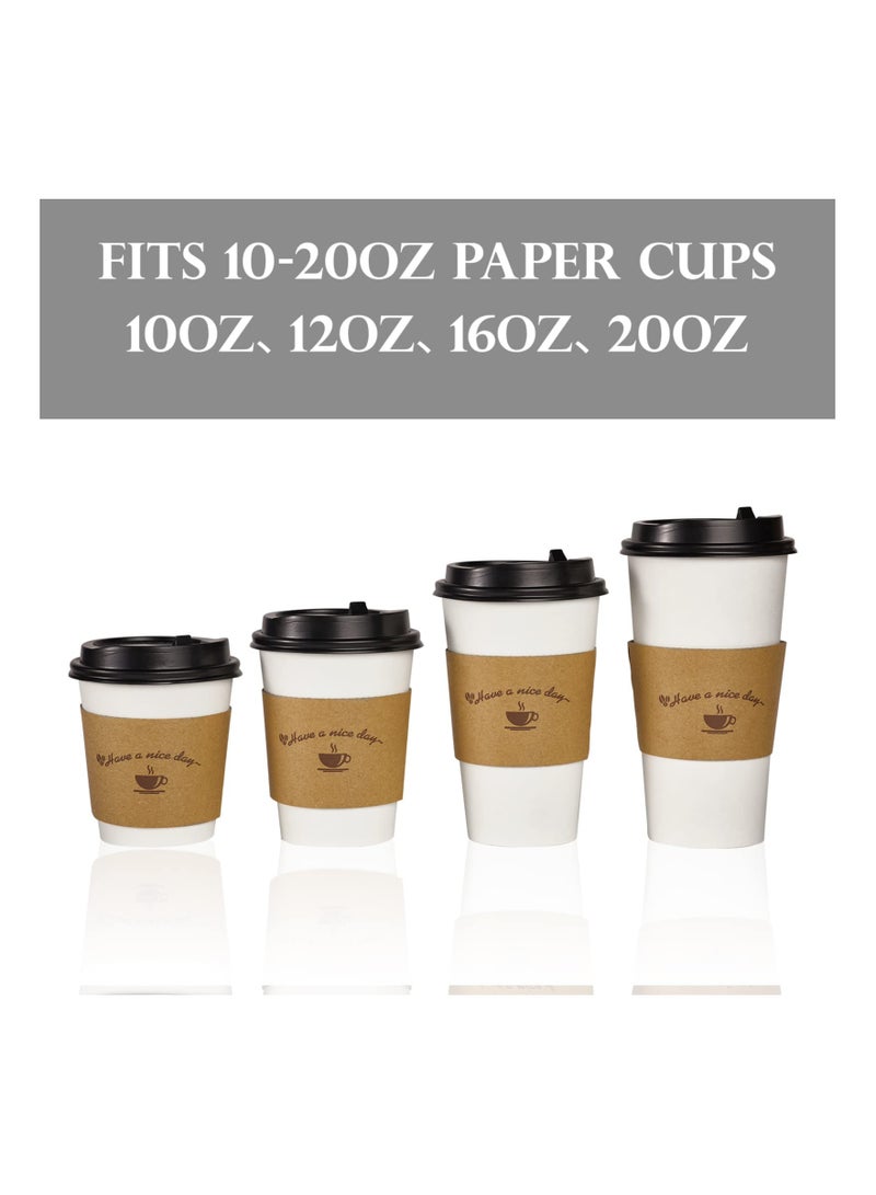 Kraft Paper Coffee Cup Sleeves, 200Pcs Disposable Corrugated Hot Drink Holder, Cardboard Sleeve Insulated for Hot Drinks, Fits 10oz-20oz Paper Cups, Perfect for Cafes Shops Offices
