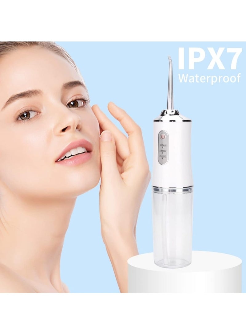 Water Flosser Cordless Dental Oral Irrigator Portable and Rechargeable IPX7 Waterproof Oral Irrigator Teeth Cleaner with 3 Modes and 4 Nozzles for Travel & Family Use