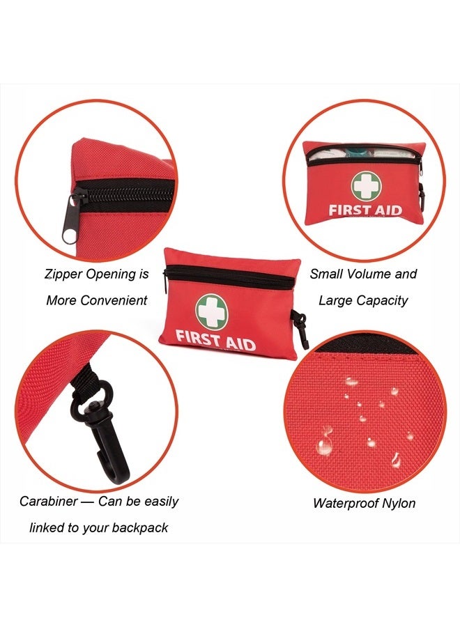 Mini First Aid Kit, 110 Piece Small First Aid Kit - Includes Emergency Foil Blanket, Scissors for Travel, Home, Office, Vehicle, Camping, Workplace & Outdoor (Red)