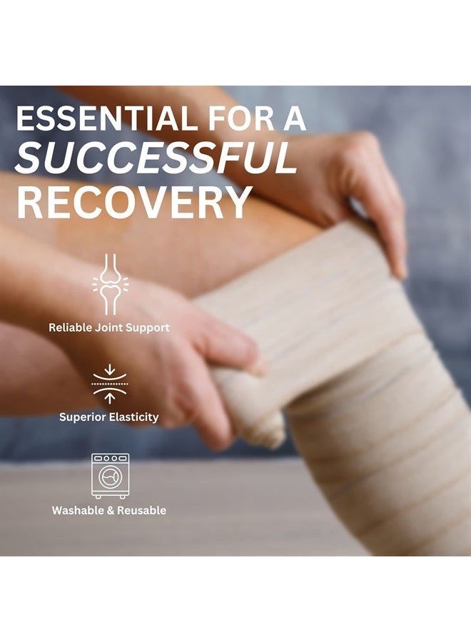 Elastic Bandage Wrap with Self-Closure [Pack of 10] 6 Inch Comfort Athletic Compression Roll, 5 Yards Stretched for Customized Compression on Knee, Ankle, Wrist + Vakly First Aid Kit Guide (6''X10)