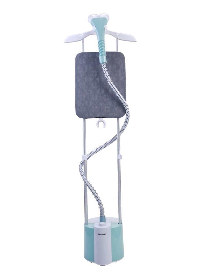 Garment Steamer with Traditional Steam Iron Platform | 60 Minutes of Continuous Working to Remove Wrinkles - Professional Steamer with Iron Board/Spray Head/Hanger and Holder 1.8 L 2000 W SGS-317N Sea Green