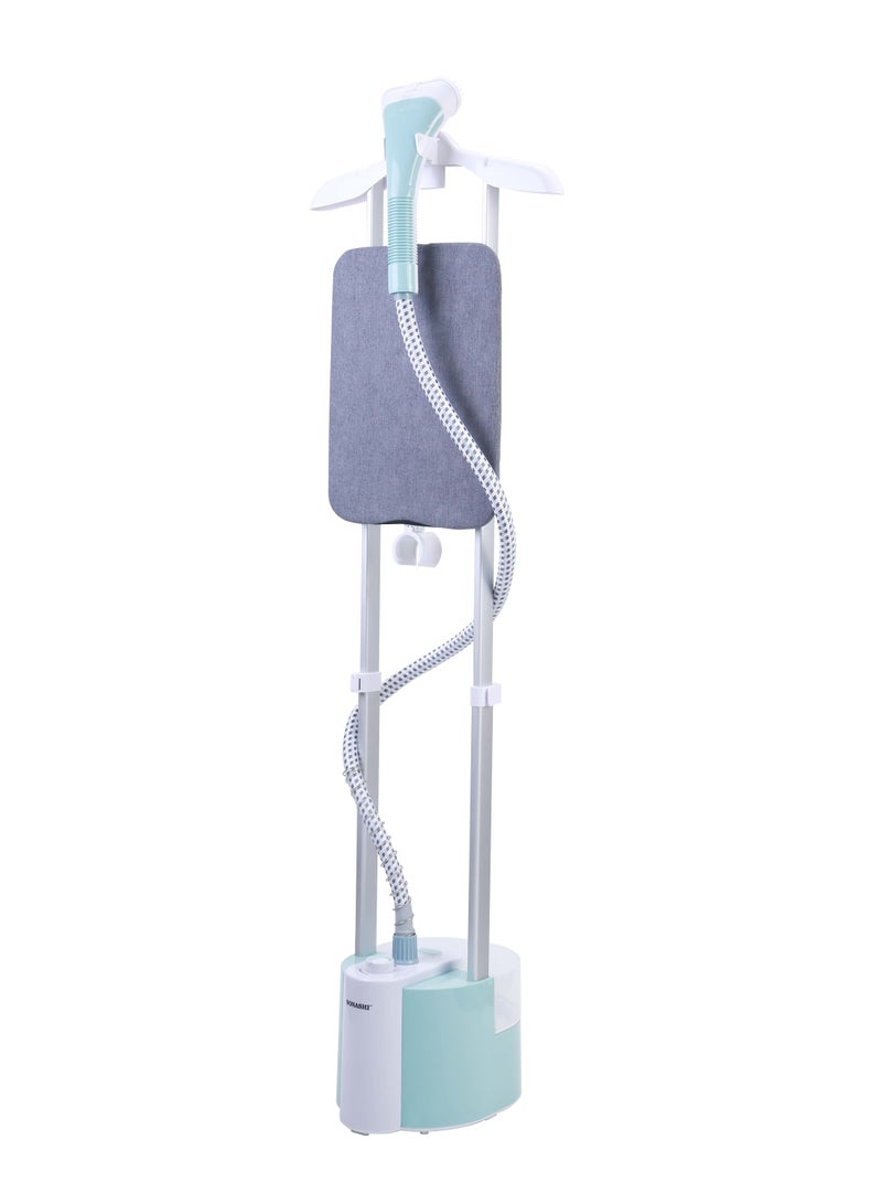 Garment Steamer with Traditional Steam Iron Platform | 60 Minutes of Continuous Working to Remove Wrinkles - Professional Steamer with Iron Board/Spray Head/Hanger and Holder 1.8 L 2000 W SGS-317N Sea Green