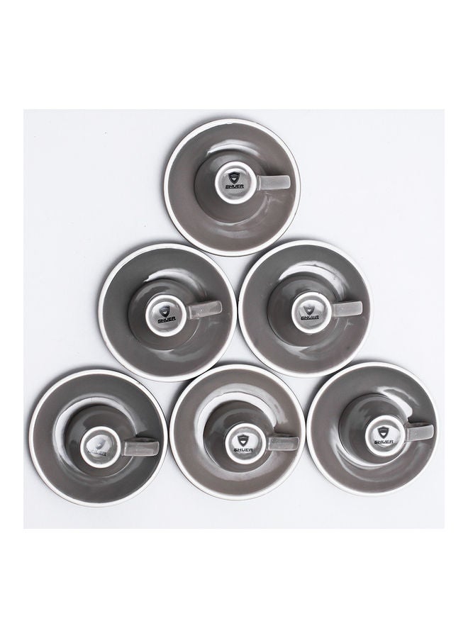 12 Piece Coffee Cup And Saucer Set Grey 7.6x6.1x6.3cm