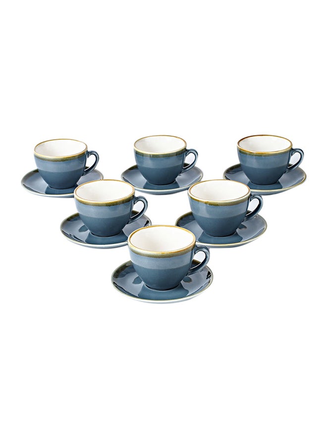 12-Piece Coffee Cup And Saucer Set Blue 10.5x9x6.9cm