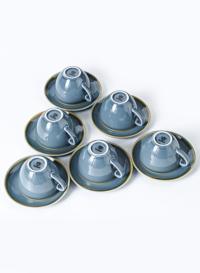 12-Piece Coffee Cup And Saucer Set Blue 10.5x9x6.9cm