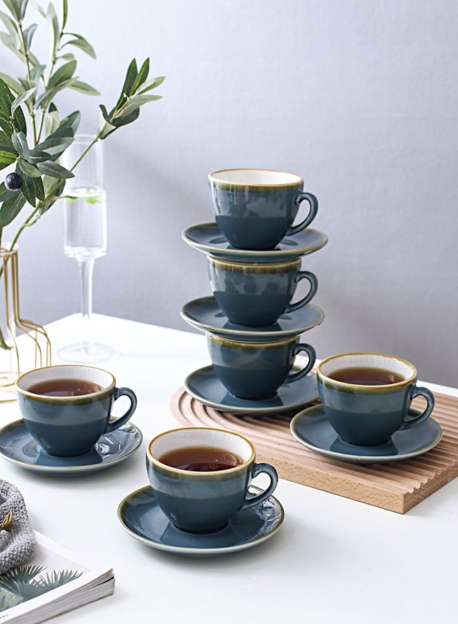 12-Piece Coffee Cup And Saucer Set Blue 10.5x9x6.9cm