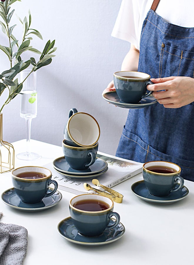 12-Piece Coffee Cup And Saucer Set Blue 10.5x9x6.9cm