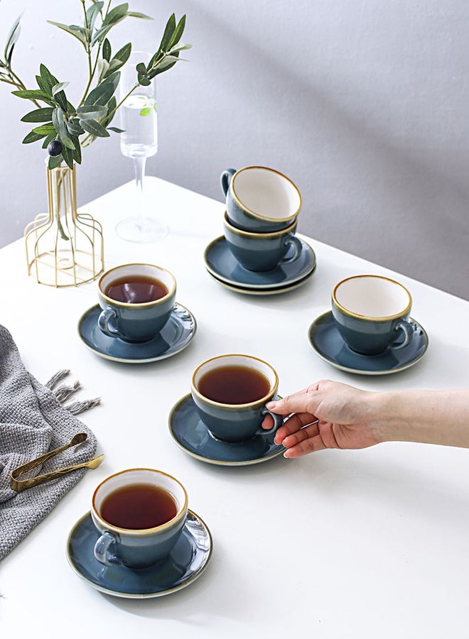 12-Piece Coffee Cup And Saucer Set Blue 10.5x9x6.9cm