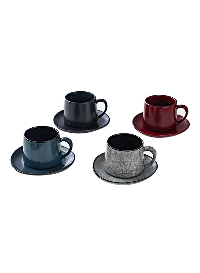 8-Piece Coffee Cup And Saucer Set Multicolour 11.3x8.2x6.9cm