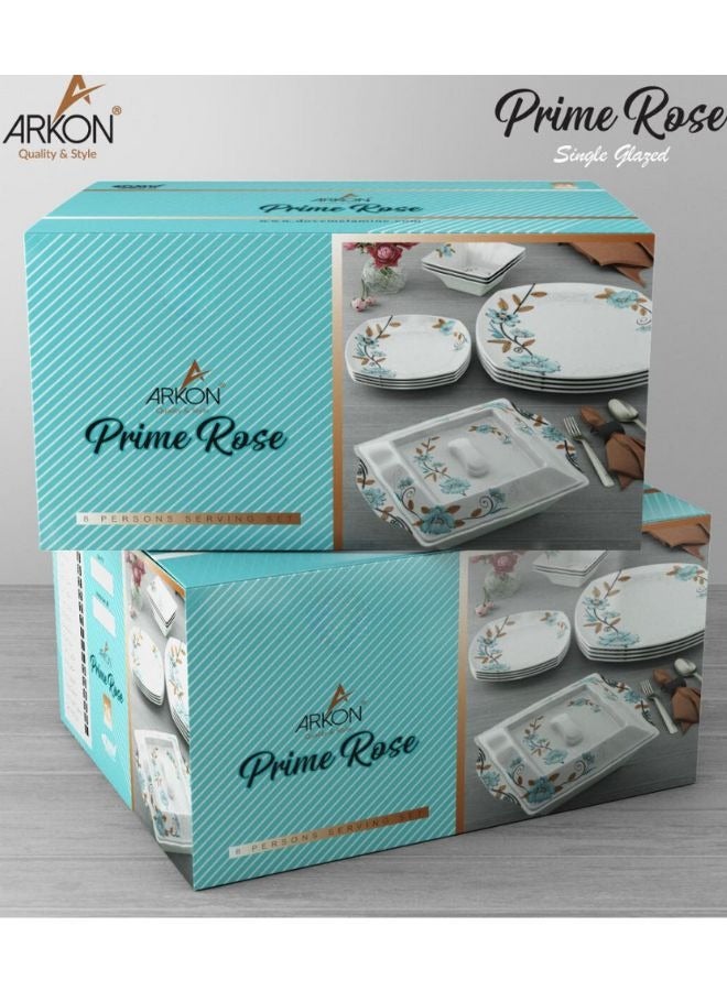 DMW Arkon Prime Rose Design #3: High-Quality Melamine Dinner Set for 8 Persons  Dishwasher & Oven Safe, Lightweight & Indestructible. Set of 74 Pcs With Additional  Spoons & Tea Mats.