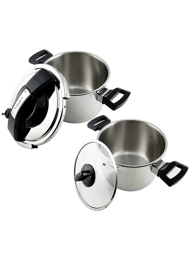 2-Piece Stainless Steel Neptune Cooker Pot Set Silver/Black 53x37x22cm
