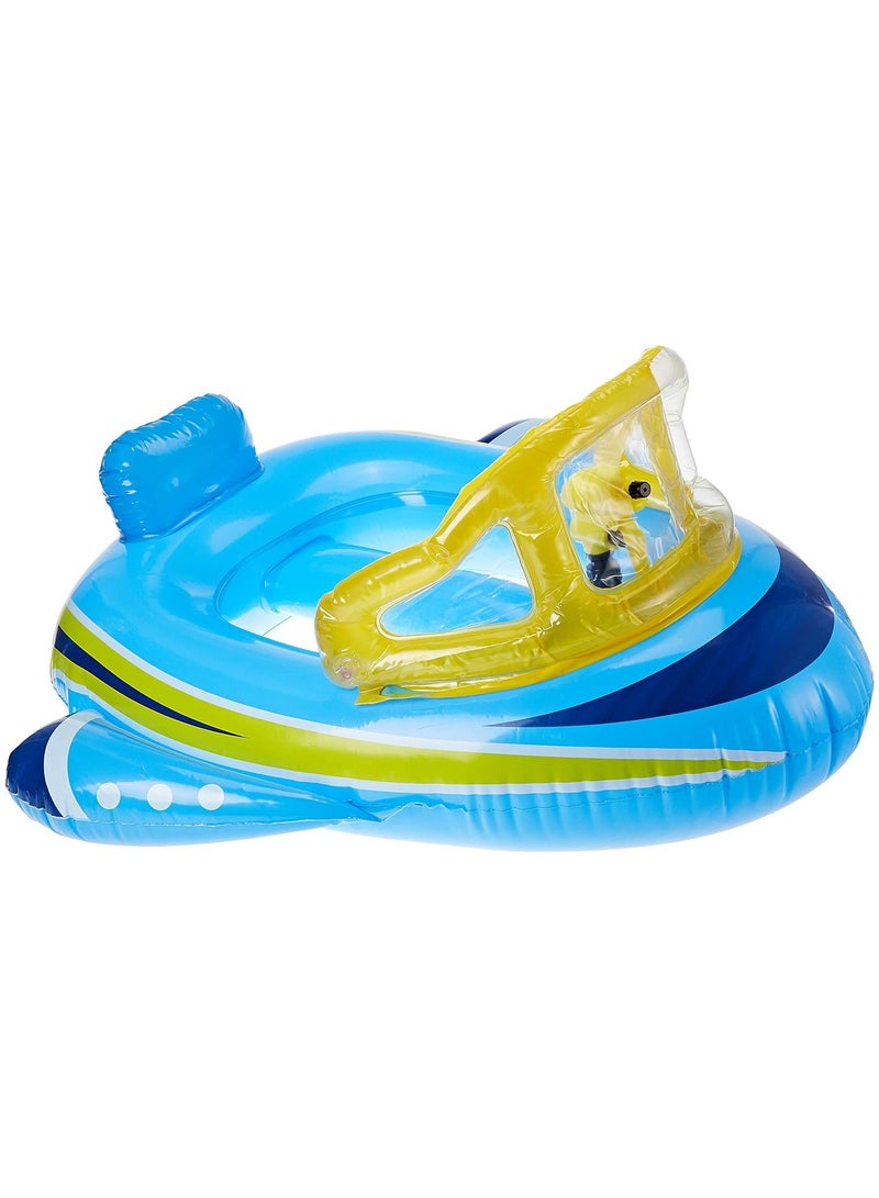Pool Central 43 Inch Inflatable Ride- Toy for Kids with Squirter - Blue/Yellow