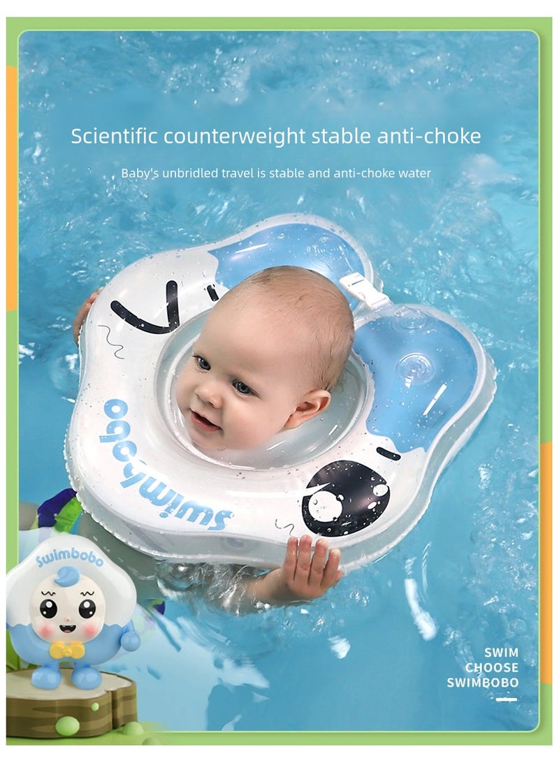 Little Sunshine Inflatable Eco-Friendly PVC Baby Swim Neck Ring Float for Toddlers - Safe Shower and Bathtime Floating Collar (Blue L)