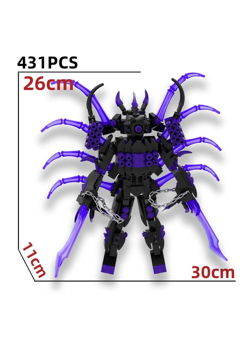 Skibidi Toilet Man Toy Building Blocks 431Pcs Upgrade Double Blade Flying Chain Man Toy Ideas Toys Battle Horror Game Model Ideas Toys Gifts for Adult & Kids