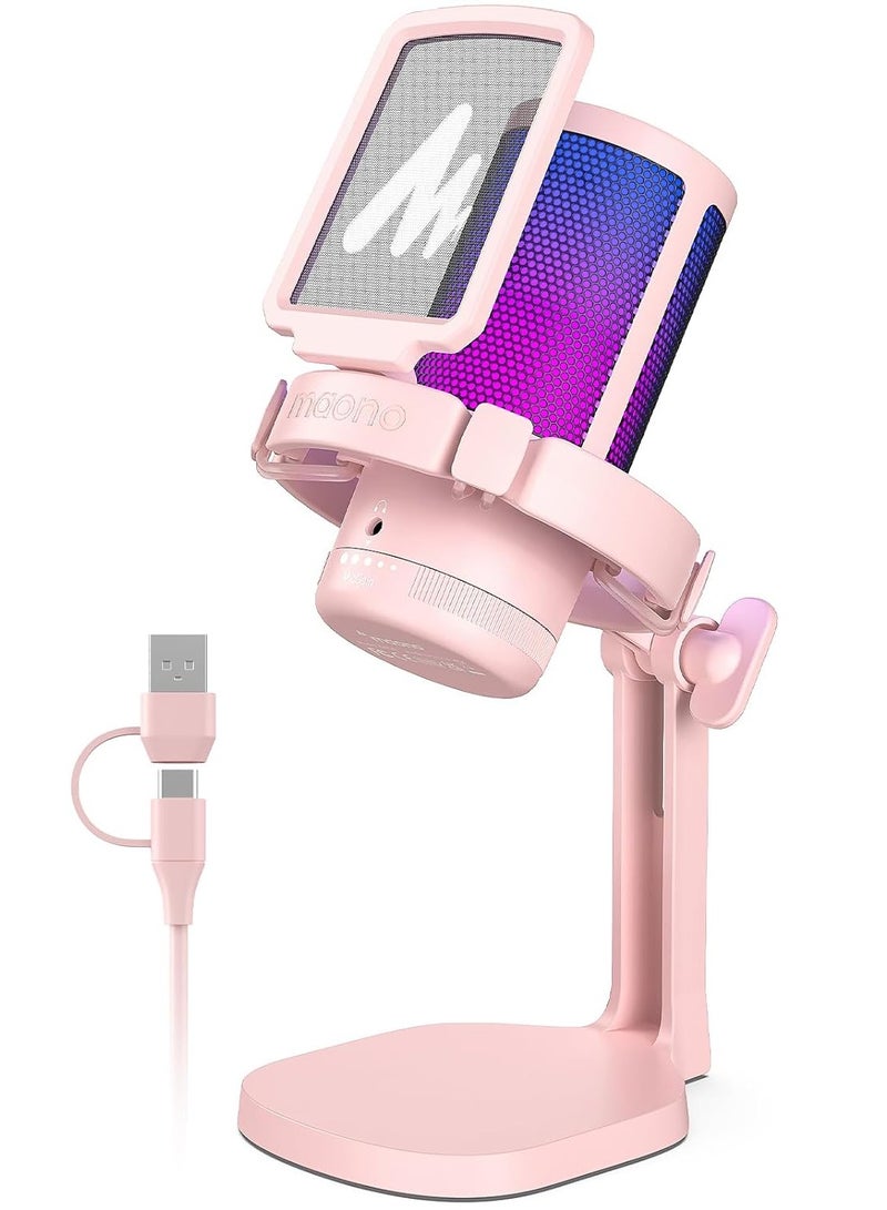 DM20 GamerWave Condenser USB Gaming RGB Microphone PINK