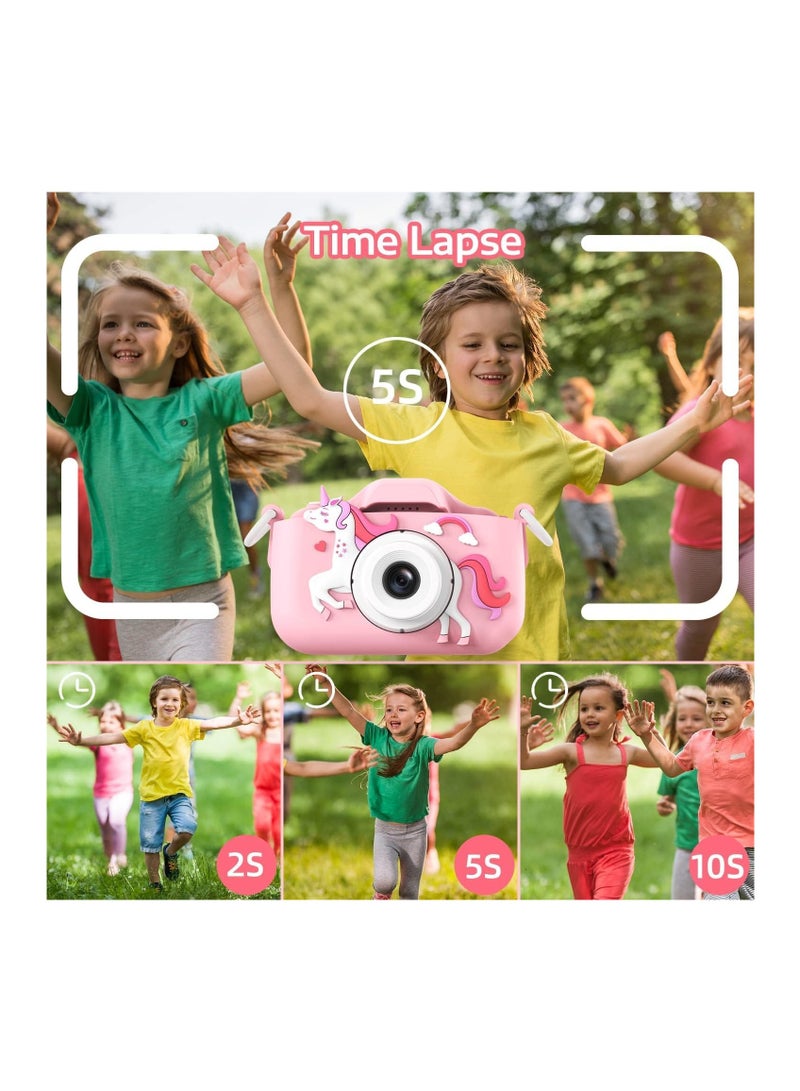 Kids Camera, Children Digital Camera, 40MP 1080P HD Digital Video Camera with Silicone Cover, Video Recorder with 32G SD Card, for Boys Girls Gift (Pink)