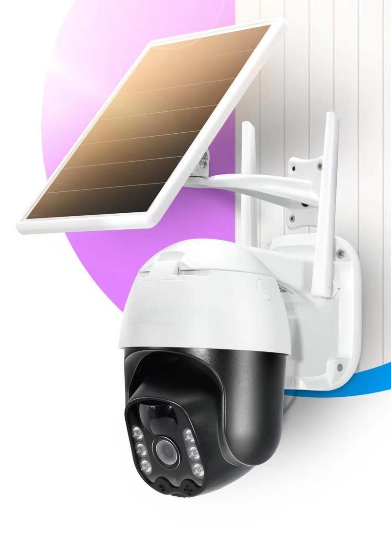 Security Camera Wireless Outdoor 3MP Ultra HD 2K Smart Camera, 3MP Solar Powered 2.4G WiFi 360° View Pan Tilt Strobe Light Spotlight Color Night Vision PIR Human Detection 2-Way Talk IP66 PTZ