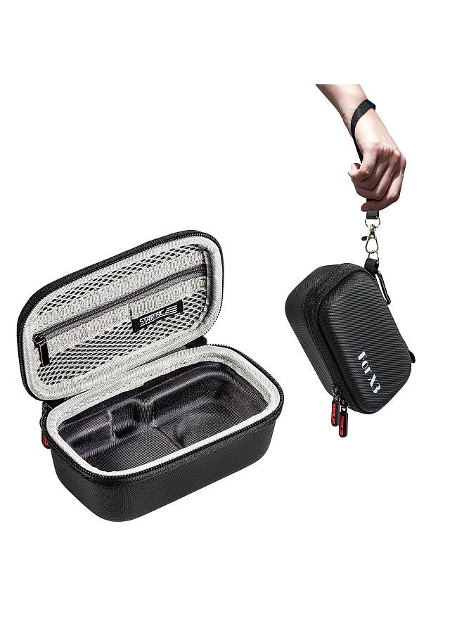 Portable Sports Camera Storage Bag Small Carrying Case Hardshell Protective Case Shockproof Waterproof with Wrist Strap Carabiner Compatible with Insta360 X3