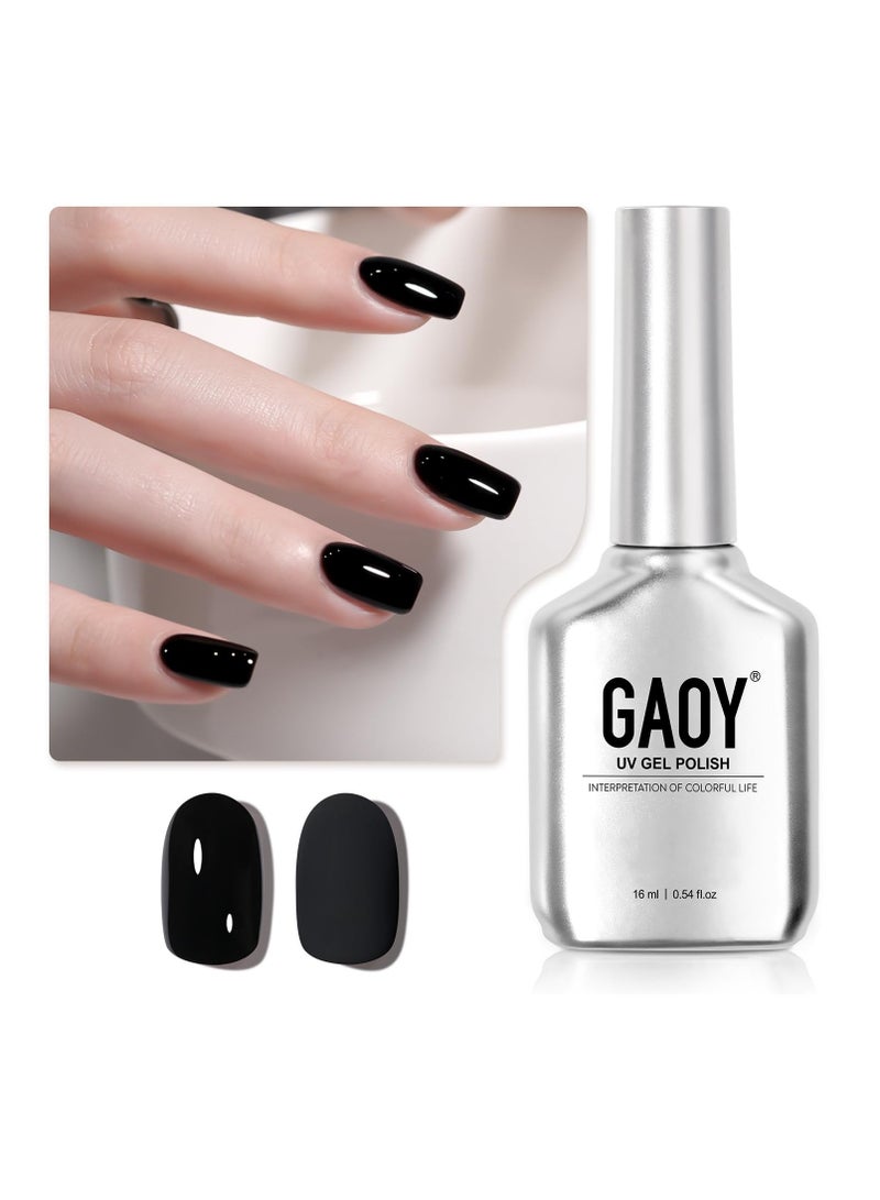GAOY Black Gel Nail Polish, 16ml Soak Off Gel Polish, UV Light Cure for Nail Art DIY Manicure at Home, 2026 Flawless Black