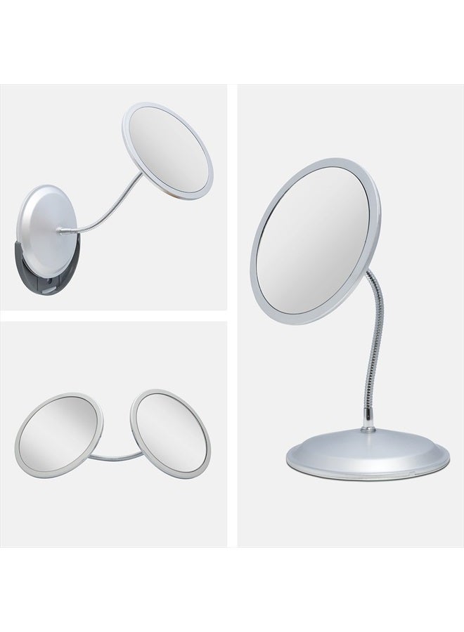 Double Vision™ Gooseneck Vanity/Wall Mount Mirror 5X/10X Magnification, Made in the USA