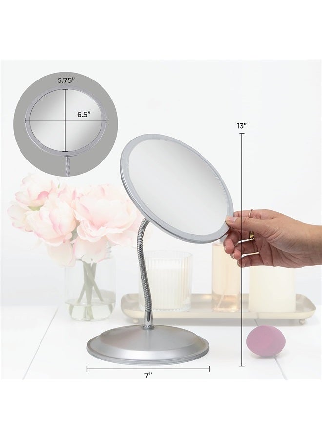 Double Vision™ Gooseneck Vanity/Wall Mount Mirror 5X/10X Magnification, Made in the USA