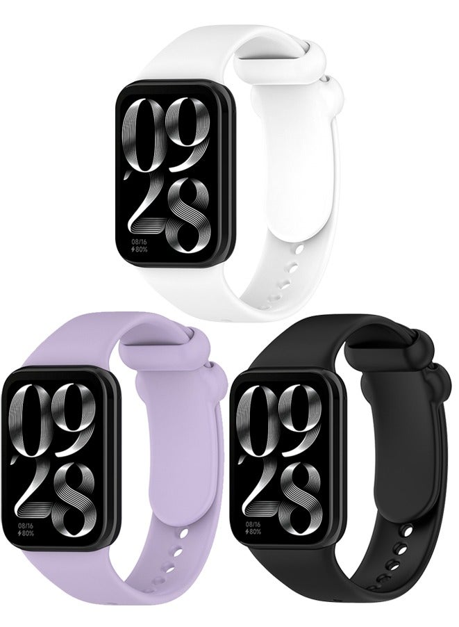 3pcs Redmi Watch 4/Xiaomi Mi Band 8 Pro Smart Bracelet Sport Wristband Silicone Strap(Black/white/purple)