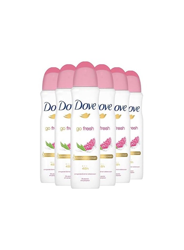 Dove Go Fresh Pomegranate & Lemon Verbena Deodorant Spray, 150ml / 5oz (Pack of 6)