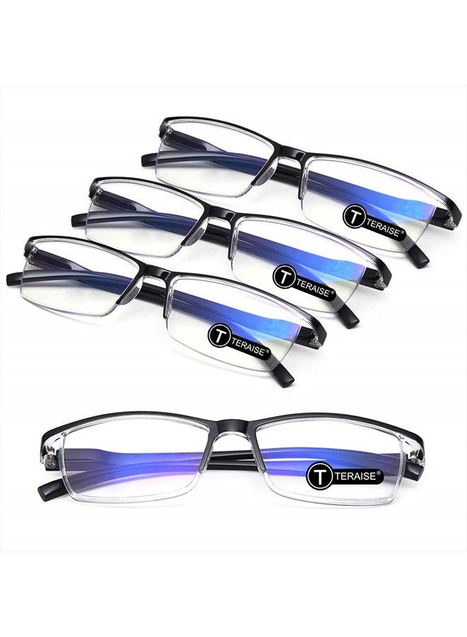 4PCS Fashion Anti-blue light Reading Glasses Men Women Computer Reader(1.5X)