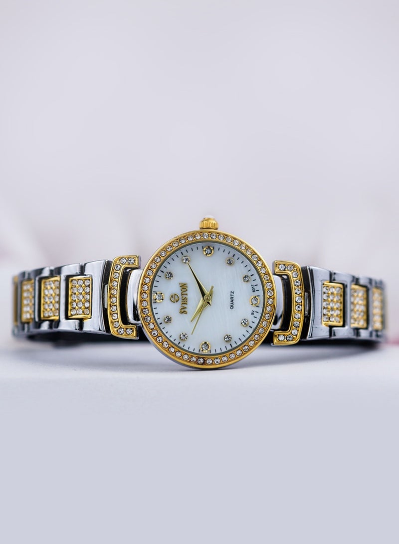 Women Analog Quartz two tone Stainless Steel Diamond Watch - 6317