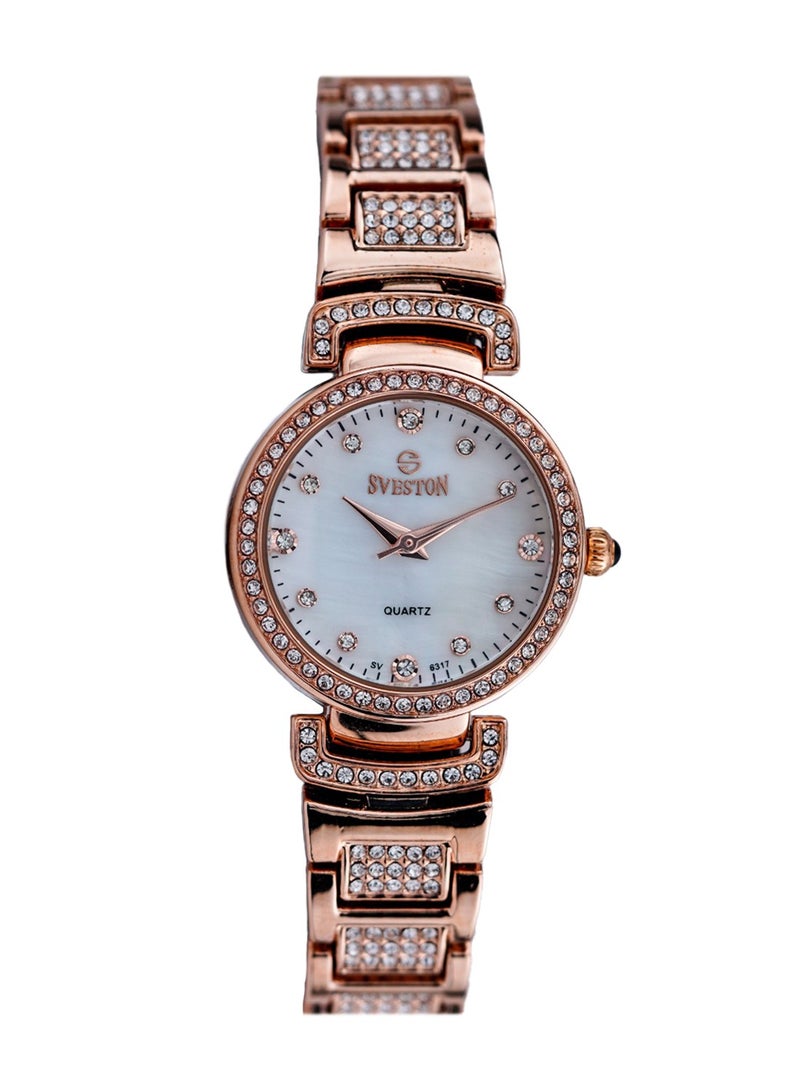 Women Analog Quartz Rose Gold Stainless Steel Diamond Watch - 6317