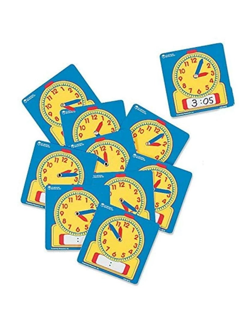 Write-On Wipe-Off Student Clocks Set of 10